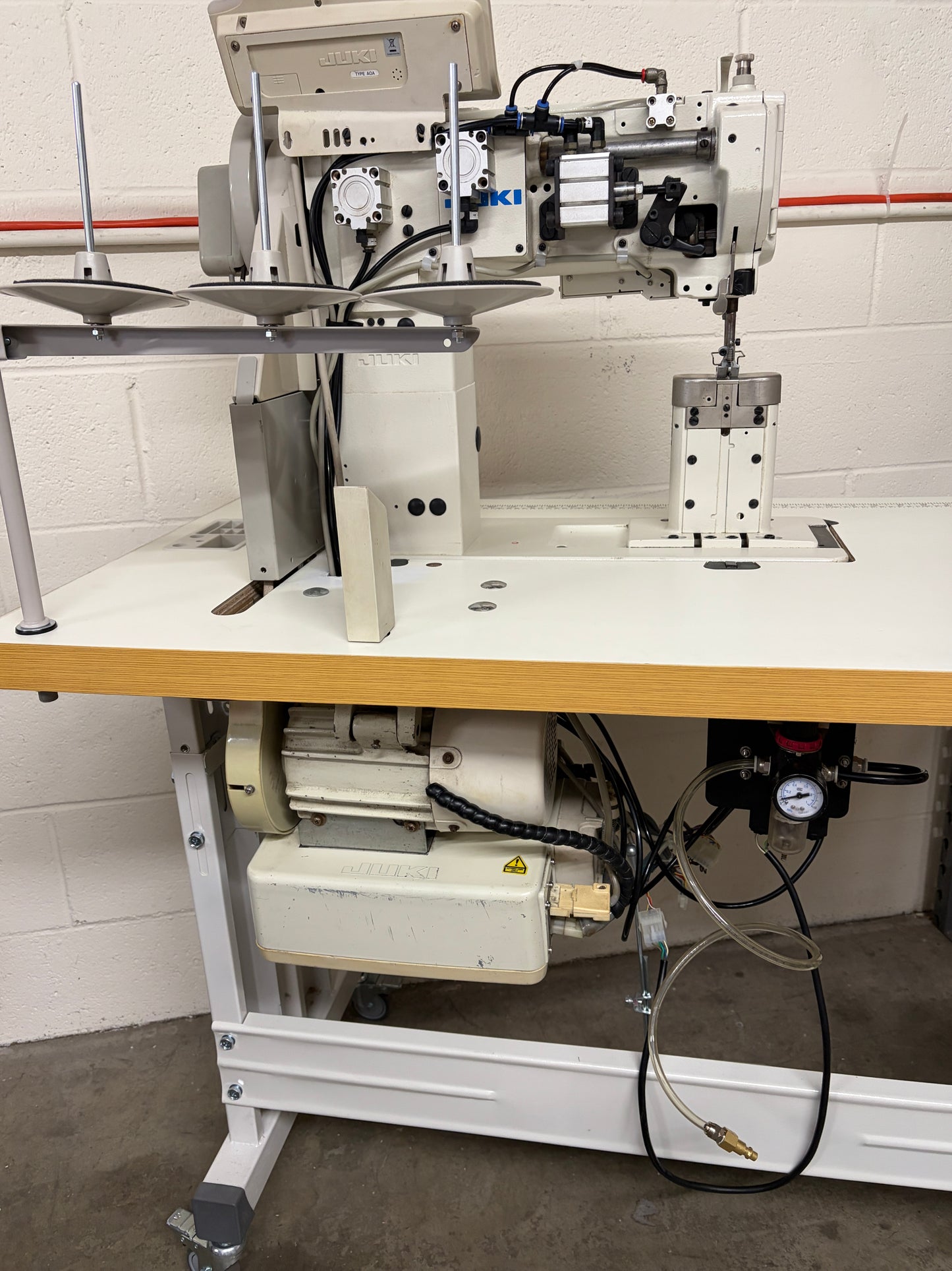 Pre-owned JUKI PLC 1760 Double Needle Post-Bed Walking Foot sewing Machine