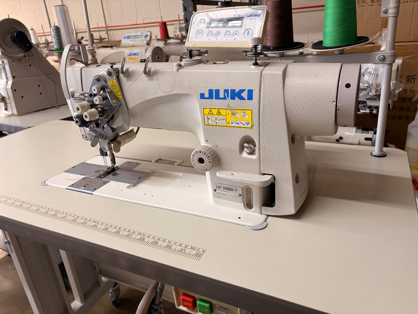 Pre-owned JUKI LH3588A-7 automatic double needle sewing machine